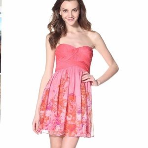 Strapless floral, pink silk Aidan Mattox dress